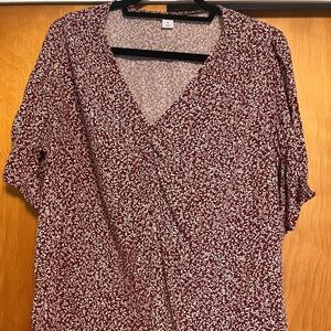 Old Navy Maroon and White Blouse